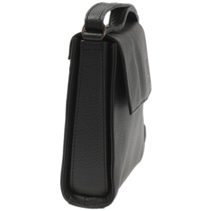 kleine Schultertasche Umhängetasche Damentasche Leder schwarz LE3082