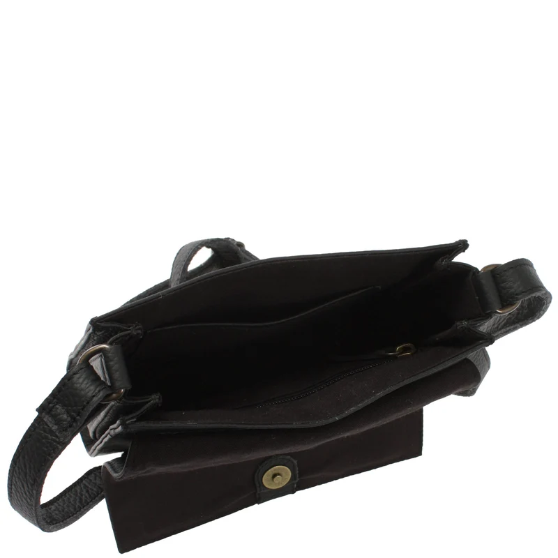 kleine Schultertasche Umhängetasche Damentasche Leder schwarz LE3082