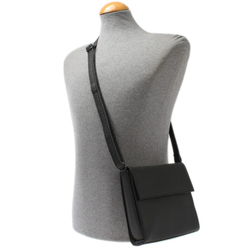 kleine Schultertasche Umhängetasche Damentasche Leder schwarz LE3082