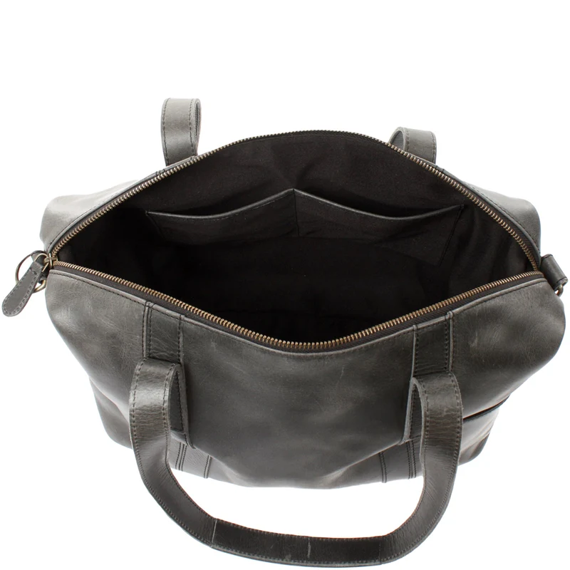 Shopper Schultertasche Henkeltasche Damen Handtasche Leder dunkelgrau LE0061
