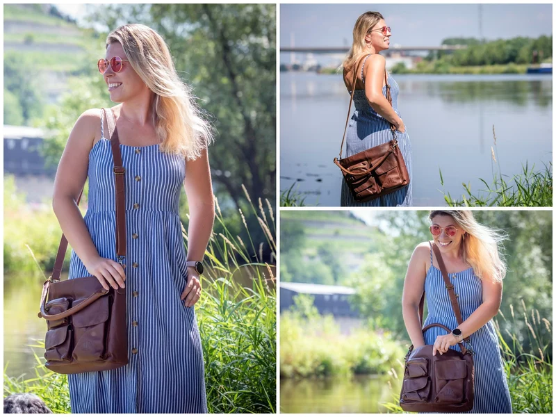 Schultertasche Umhängetasche Ledertasche Leder Damen braun LE0062
