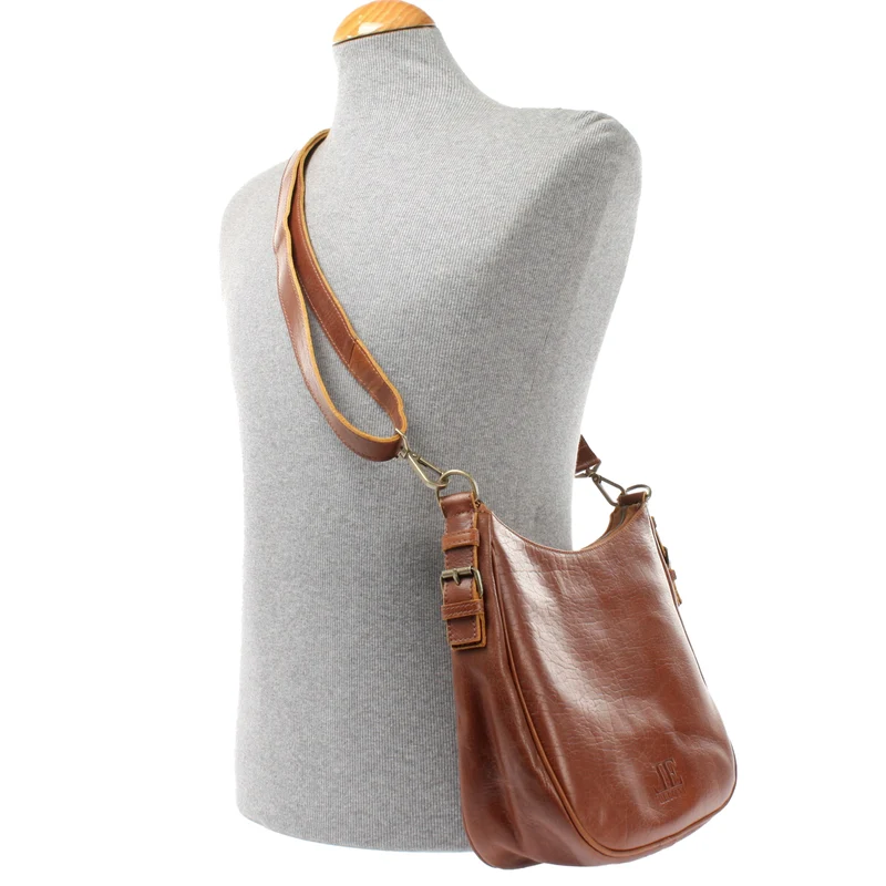 Schultertasche Henkeltasche Damentasche Leder braun LE0063