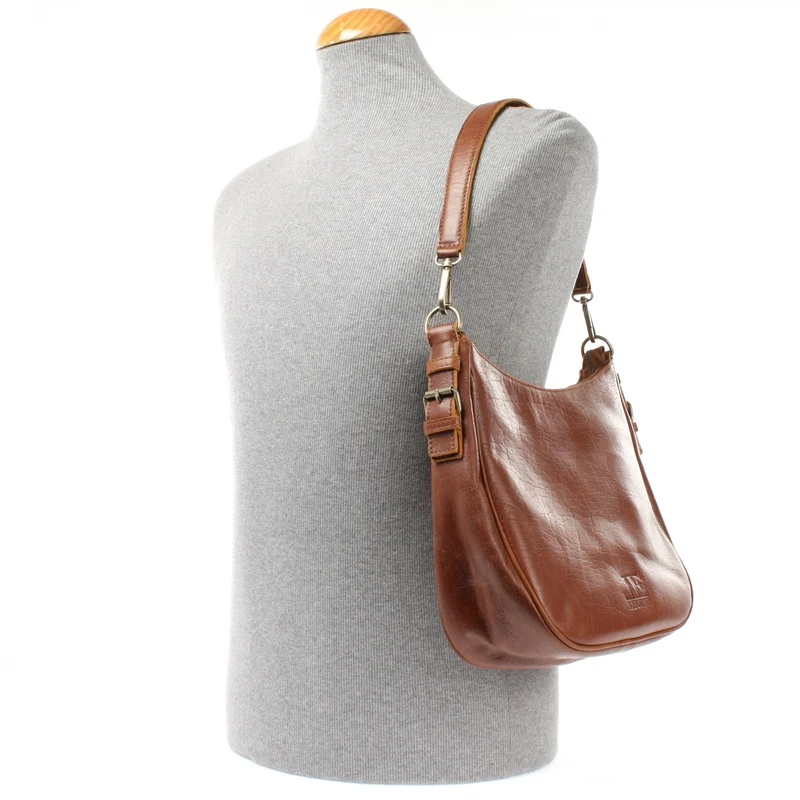 Schultertasche Henkeltasche Damentasche Leder braun LE0063