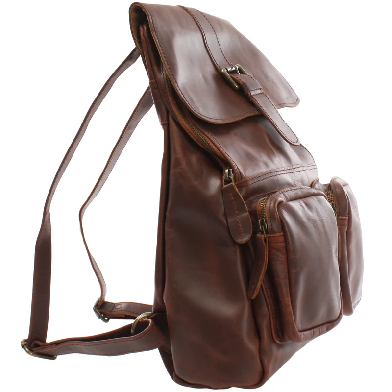 Rucksack Freizeitrucksack vintage Lederrucksack Damen Herren Leder braun LE1008