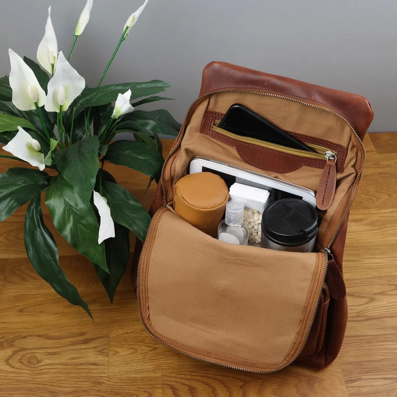 Rucksack Freizeitrucksack vintage Lederrucksack Damen Herren Leder braun LE1008