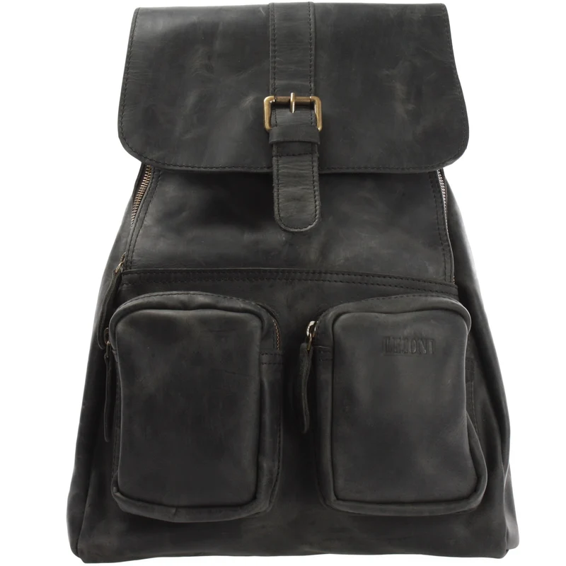 Rucksack Freizeitrucksack vintage Lederrucksack Damen Herren Leder grau LE1008