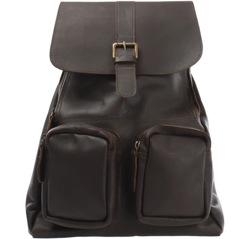 Rucksack Freizeitrucksack vintage Lederrucksack Damen Herren Leder dunkelbraun LE1008