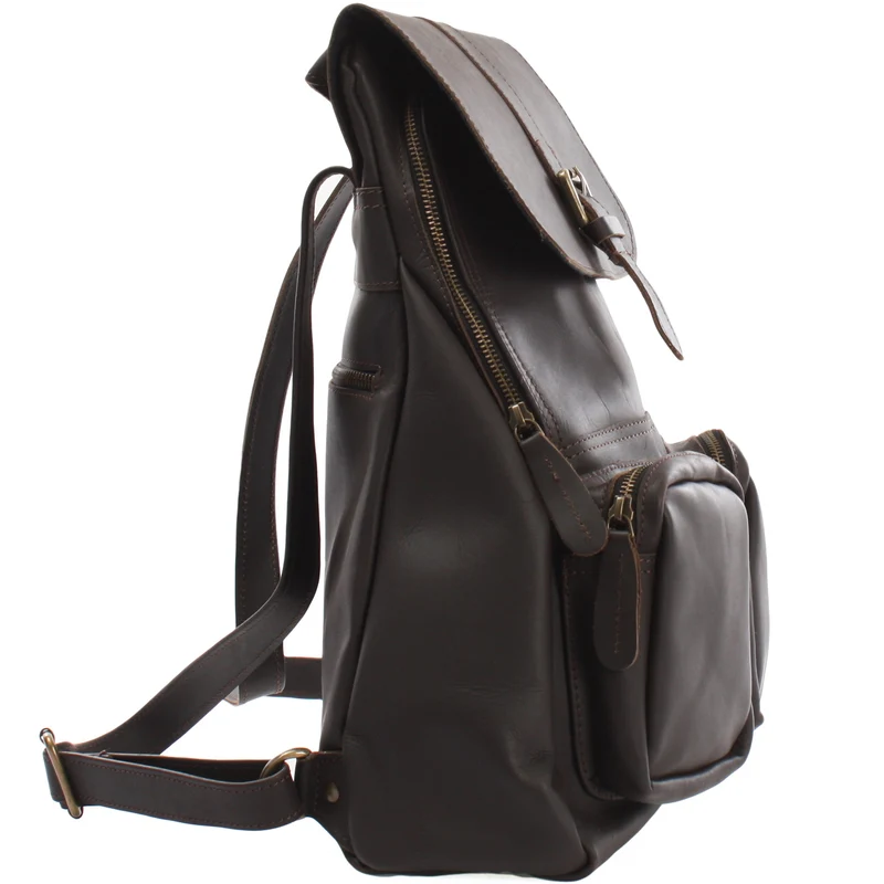 Rucksack Freizeitrucksack vintage Lederrucksack Damen Herren Leder dunkelbraun LE1008