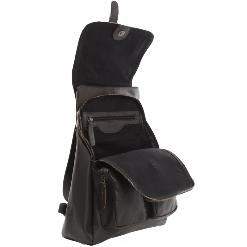 Rucksack Freizeitrucksack vintage Lederrucksack Damen Herren Leder dunkelbraun LE1008