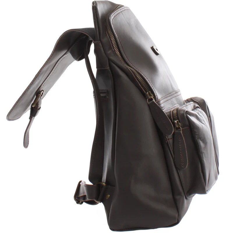 Rucksack Freizeitrucksack vintage Lederrucksack Damen Herren Leder dunkelbraun LE1008