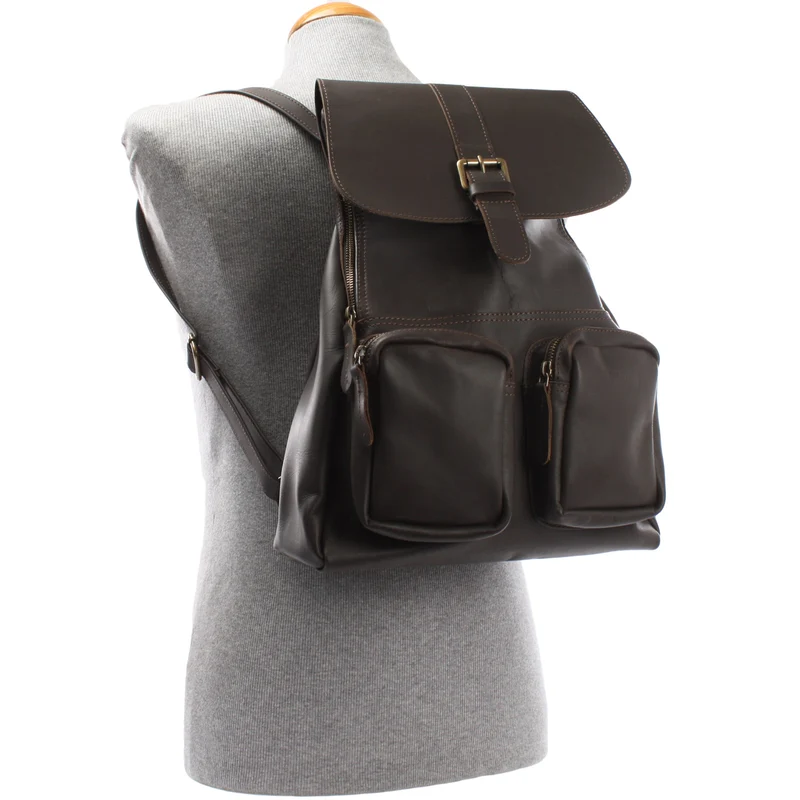 Rucksack Freizeitrucksack vintage Lederrucksack Damen Herren Leder dunkelbraun LE1008