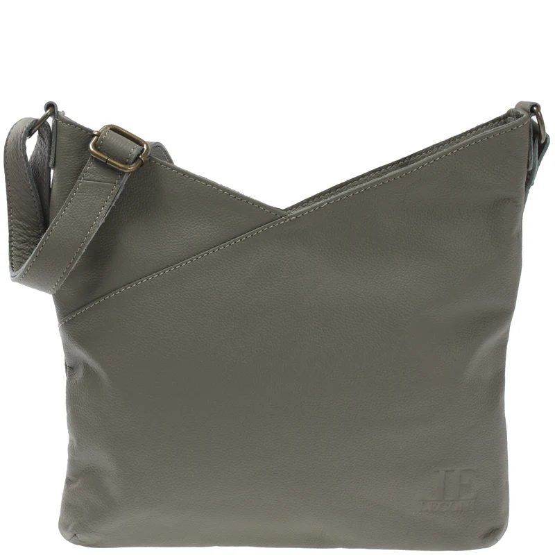 Damentasche Umhängetasche Handtasche Leder oliv-grau LE0065