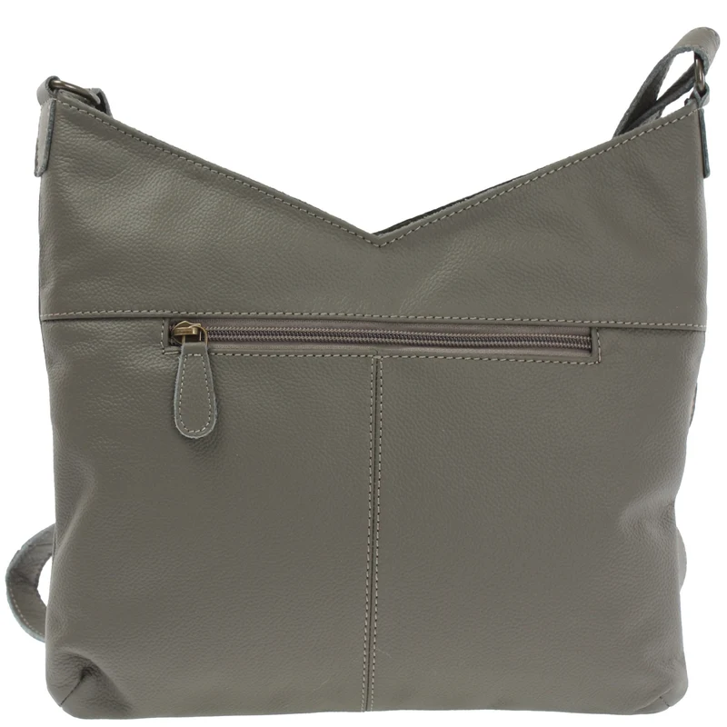 Damentasche Umhängetasche Handtasche Leder oliv-grau LE0065
