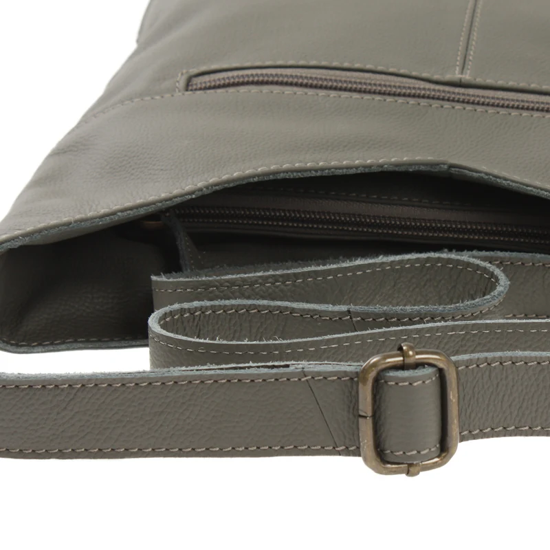 Damentasche Umhängetasche Handtasche Leder oliv-grau LE0065
