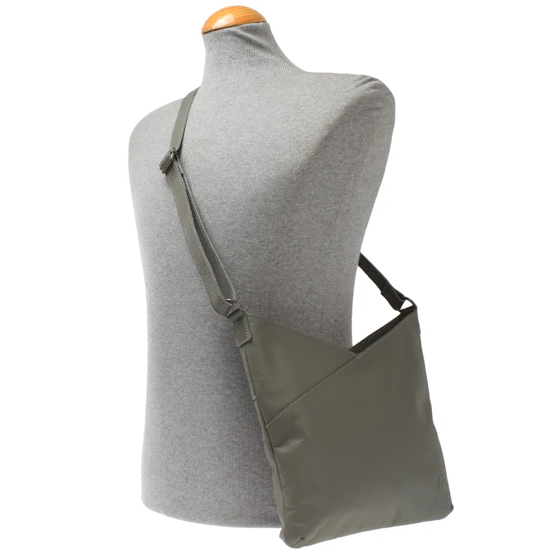 Damentasche Umhängetasche Handtasche Leder oliv-grau LE0065