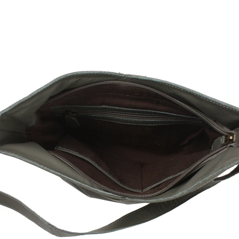 Damentasche Umhängetasche Handtasche Leder oliv-grau LE0065