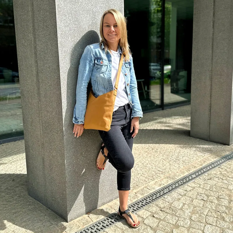 Damentasche Umhängetasche Handtasche Leder senf LE0065