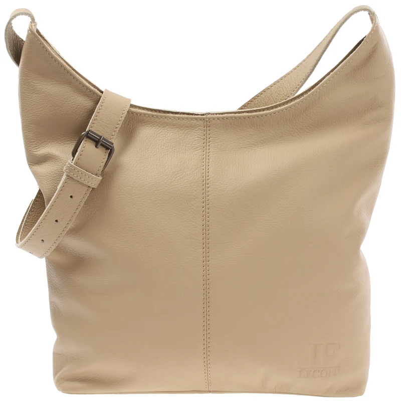 mittlere Umhängetasche Schultertasche Beuteltasche Damentasche Leder sand LE0072