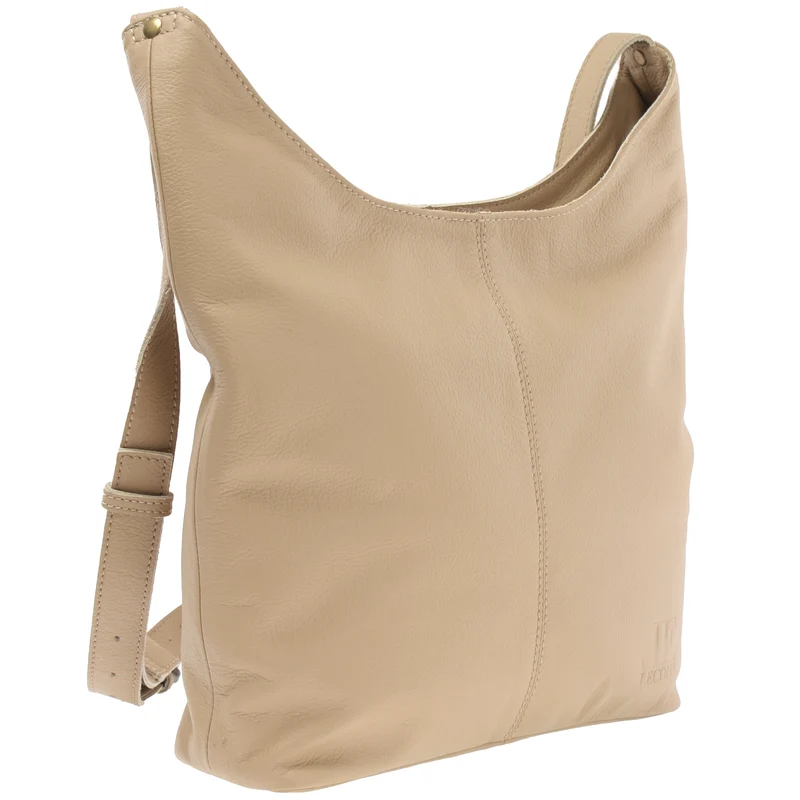 mittlere Umhängetasche Schultertasche Beuteltasche Damentasche Leder sand LE0072