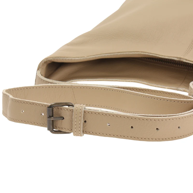 mittlere Umhängetasche Schultertasche Beuteltasche Damentasche Leder sand LE0072