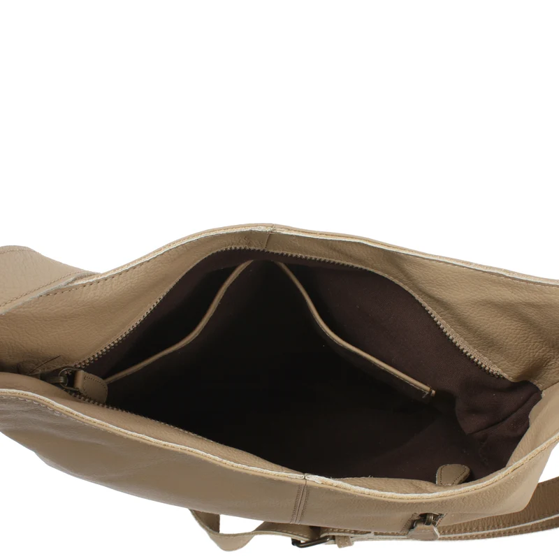 mittlere Umhängetasche Schultertasche Beuteltasche Damentasche Leder sand LE0072