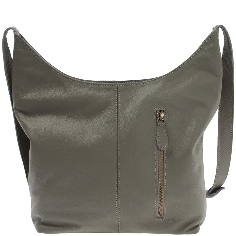 mittlere Umhängetasche Schultertasche Beuteltasche Damentasche Leder oliv LE0072