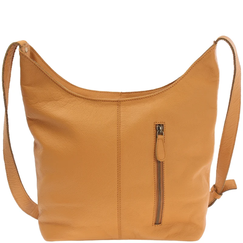 mittlere Umhängetasche Schultertasche Beuteltasche Damentasche Leder senf LE0072