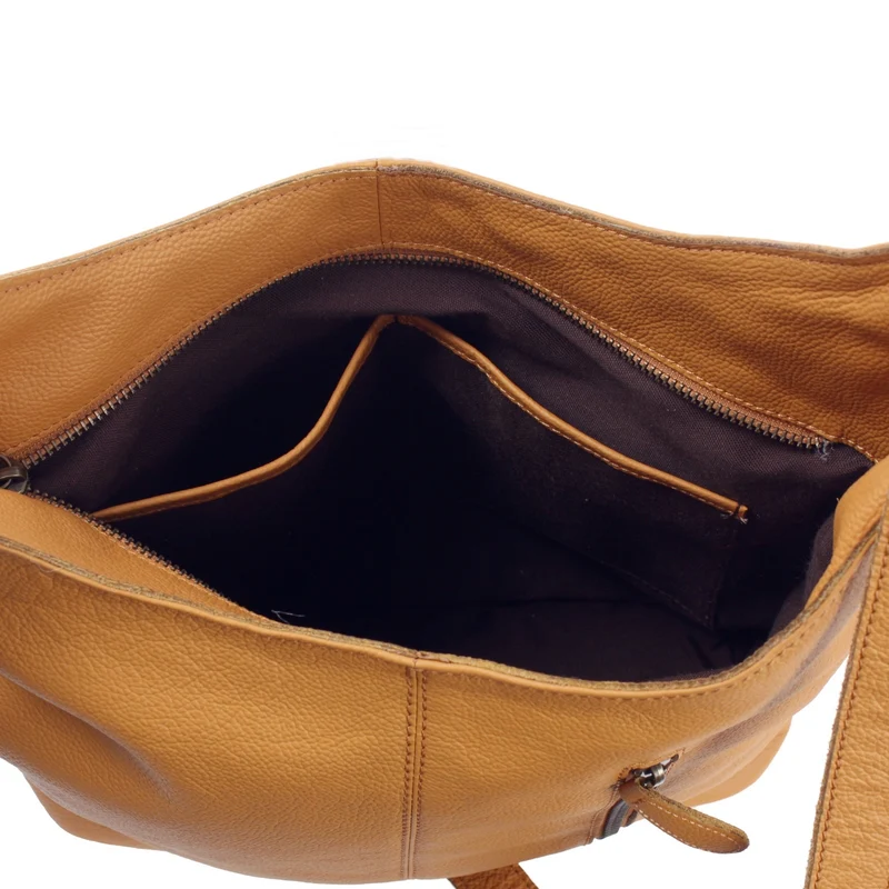 mittlere Umhängetasche Schultertasche Beuteltasche Damentasche Leder senf LE0072