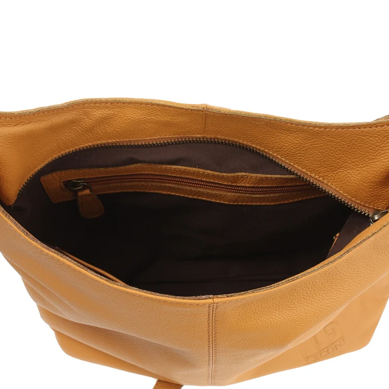 mittlere Umhängetasche Schultertasche Beuteltasche Damentasche Leder senf LE0072