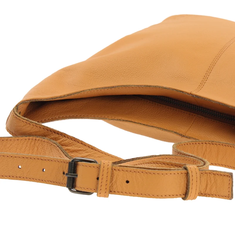 mittlere Umhängetasche Schultertasche Beuteltasche Damentasche Leder senf LE0072