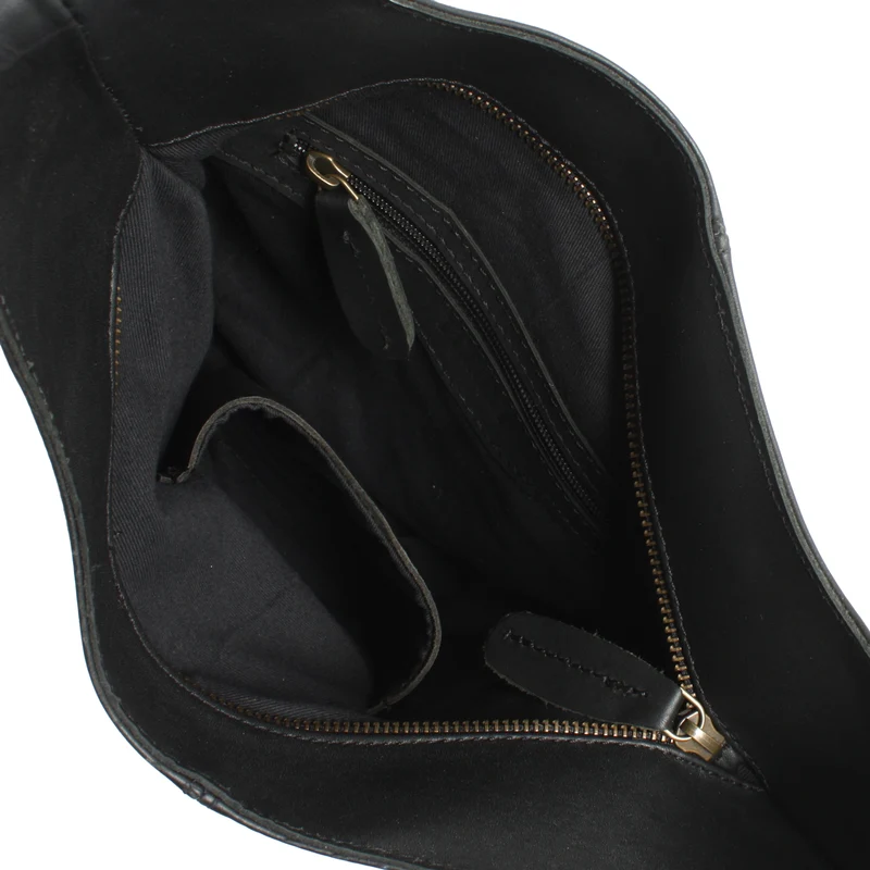 mittlere Umhängetasche Schultertasche Damentasche Leder schwarz LE0073