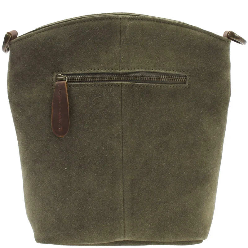 kleine Umhängetasche Schultertasche Freizeittasche Wildleder grün LE3049