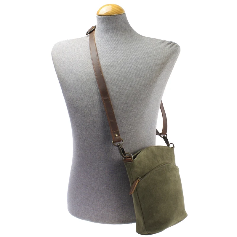 kleine Umhängetasche Schultertasche Freizeittasche Wildleder grün LE3049