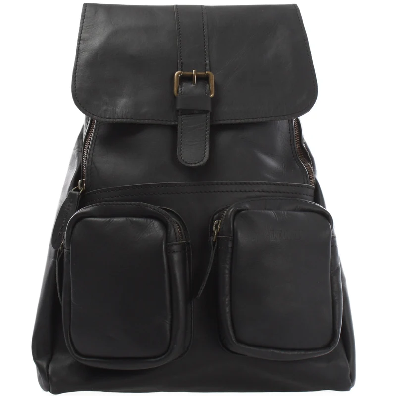Rucksack Freizeitrucksack vintage Lederrucksack Damen Herren Leder schwarz LE1008