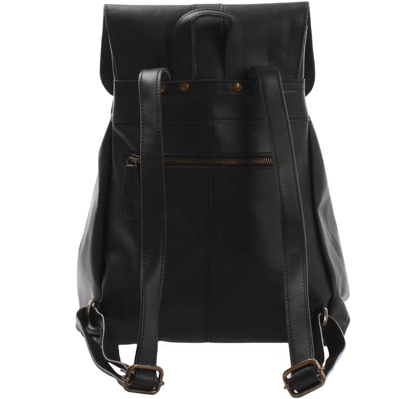 Rucksack Freizeitrucksack vintage Lederrucksack Damen Herren Leder schwarz LE1008