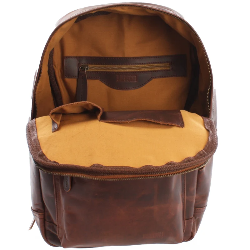 Rucksack Lederrucksack Freizeitrucksack Damen Herren Leder braun LE1009