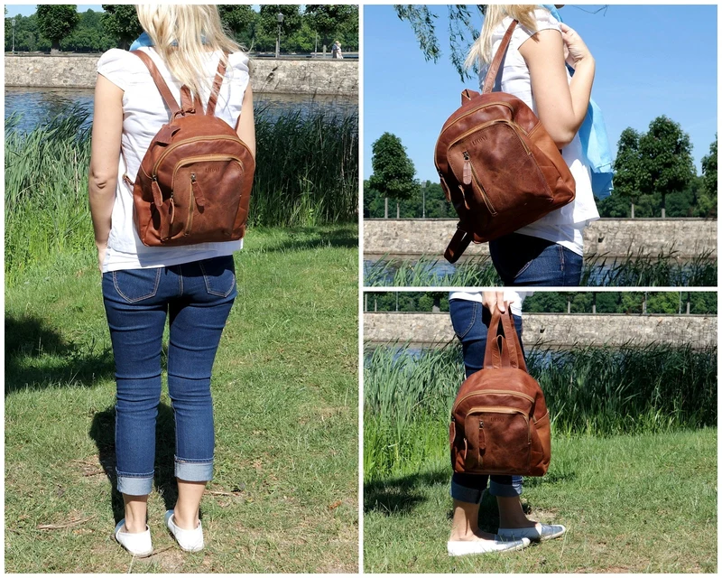 kleiner Rucksack Freizeitrucksack Lederrucksack Leder braun LE1011