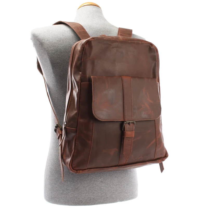 Rucksack Lederrucksack Freizeitrucksack Damen Herren Leder braun LE1016