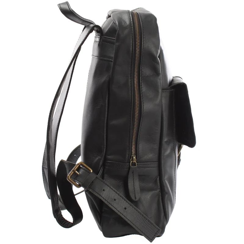 Rucksack Lederrucksack Freizeitrucksack Damen Herren Leder schwarz LE1016
