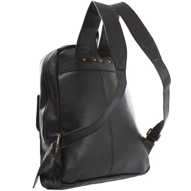 Rucksack Lederrucksack Freizeitrucksack Damen Herren Leder schwarz LE1016