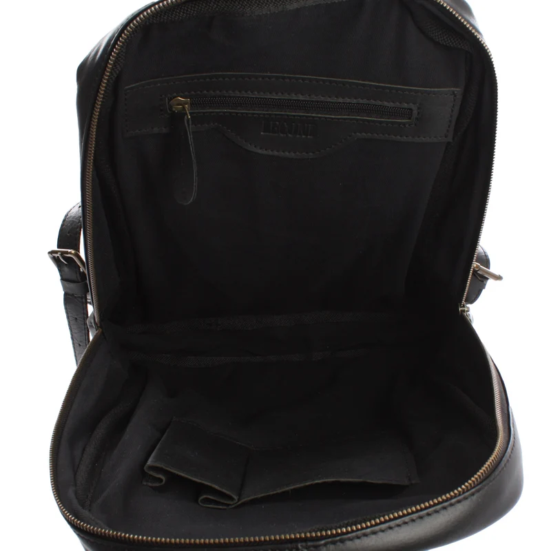 Rucksack Lederrucksack Freizeitrucksack Damen Herren Leder schwarz LE1016