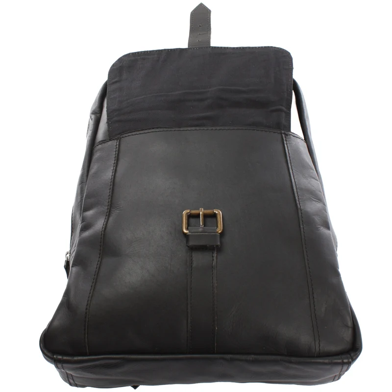 Rucksack Lederrucksack Freizeitrucksack Damen Herren Leder schwarz LE1016