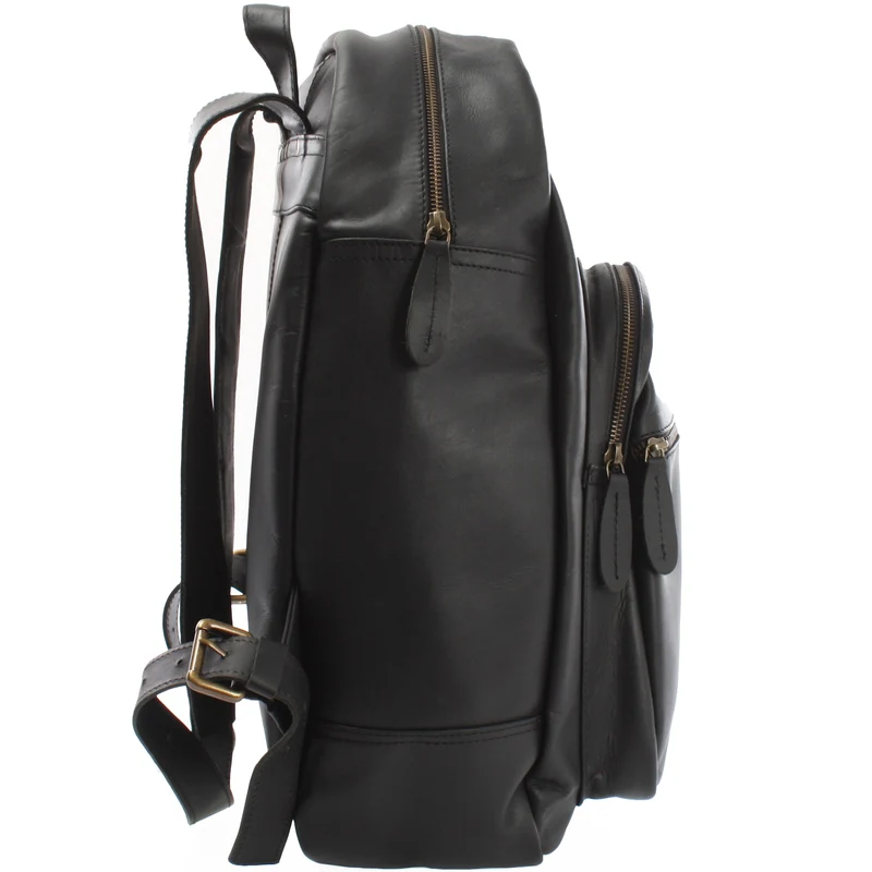 großer Rucksack Lederrucksack Freizeitrucksack Damen Herren Leder schwarz LE1017