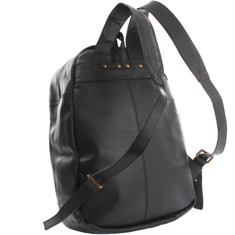 großer Rucksack Lederrucksack Freizeitrucksack Damen Herren Leder schwarz LE1017