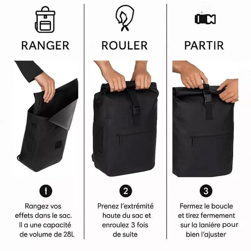2-in-1 Fahrradtasche Hind Schwarz