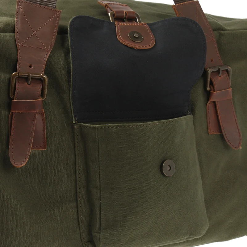 großer Weekender Reisetasche Sporttasche Damen Herren Leder Canvas 60cm grün LE2019