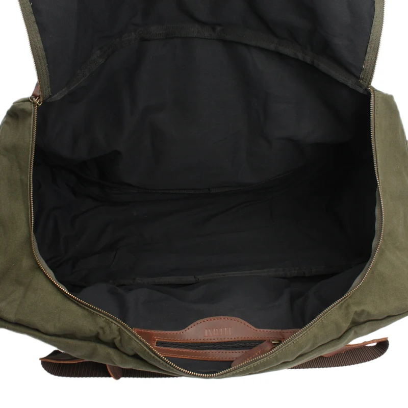 großer Weekender Reisetasche Sporttasche Damen Herren Leder Canvas 60cm grün LE2019