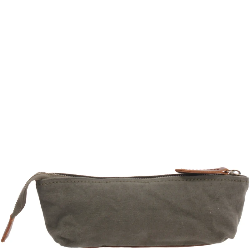 Stiftemappe Federtasche Stifteetui Federmappe Damen Herren Canvas Leder grün LE9026