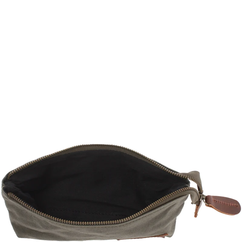 Stiftemappe Federtasche Stifteetui Federmappe Damen Herren Canvas Leder grün LE9026