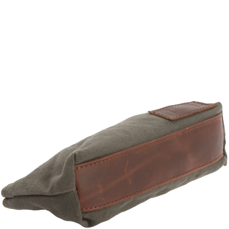 Stiftemappe Federtasche Stifteetui Federmappe Damen Herren Canvas Leder grün LE9026